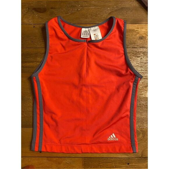 Adidas Medium orange fitted tank top zipper climalite - Picture 1 of 6